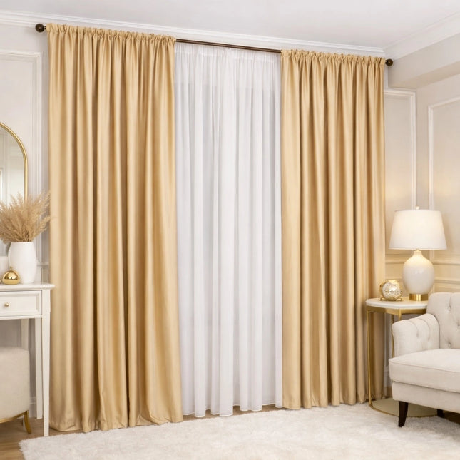 Set 2 Draperii din Catifea 80% Blackout Cappuccino 2.7m x 3m - Gata Cusuta cu Tiv si Rejansa Cod DB2