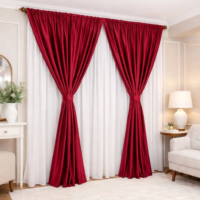Set Verona - Perdea Matase Nobila si Draperie din Catifea 80% Blackout - Gata Cusute cu Tiv si Rejansa Cod SC01