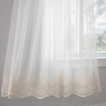 Perdea Eleganta din Tul cu Broderie 3 x 4m, Gata Cusuta cu Tiv si Rejansa Cod PT02