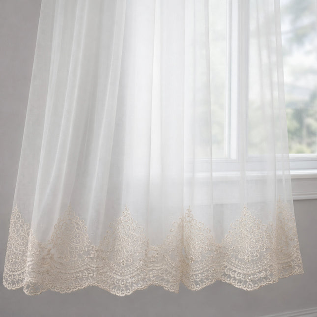 Perdea Eleganta din Tul cu Broderie 3 x 4m, Gata Cusuta cu Tiv si Rejansa Cod PT02