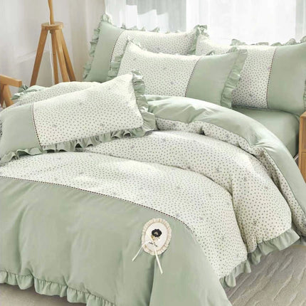 Lenjerie Premium din Bumbac Soft Touch cu Volanase 4 Piese | Cod VLN65