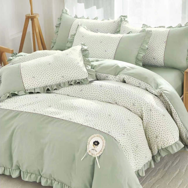 Lenjerie Premium din Bumbac Soft Touch cu Volanase 4 Piese | Cod VLN65