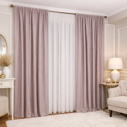 Set 2 Draperii din Catifea 80% Blackout Lila 2.7m x 3m - Gata Cusuta cu Tiv si Rejansa Cod DB7