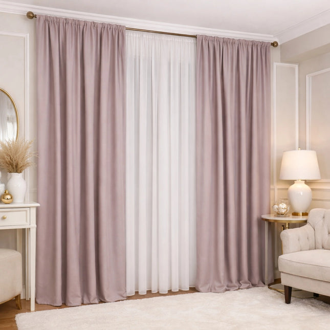 Set 2 Draperii din Catifea 80% Blackout Lila 2.7m x 3m - Gata Cusuta cu Tiv si Rejansa Cod DB7