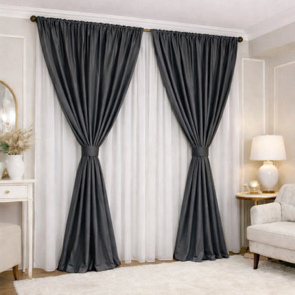 Set Como - Perdea Matase Nobila si Draperie din Catifea 80% Blackout - Gata Cusute cu Tiv si Rejansa Cod SC07