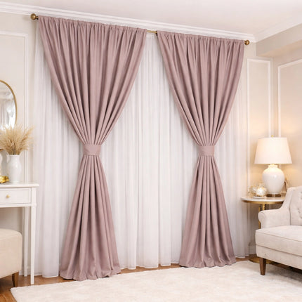 Set 2 Draperii din Catifea 80% Blackout Lila 2.7m x 3m - Gata Cusuta cu Tiv si Rejansa Cod DB7