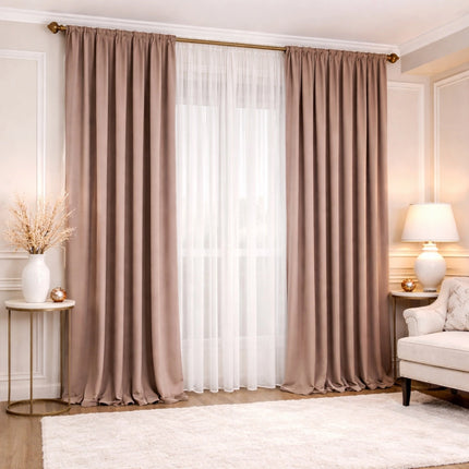Set 2 Draperii din Catifea 80% Blackout Maro 2.7m x 3m - Gata Cusuta cu Tiv si Rejansa Cod DB10