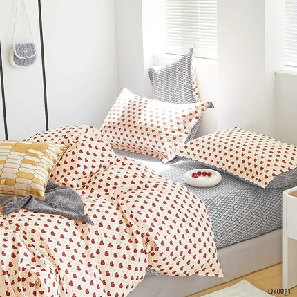 Lenjerie din Bumbac 100% Percale, 4 Piese, Cearsaf cu Elastic Cod PPB06