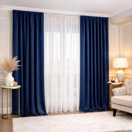 Set Genova - Perdea Matase Nobila si Draperie din Catifea 80% Blackout - Gata Cusute cu Tiv si Rejansa Cod SC15