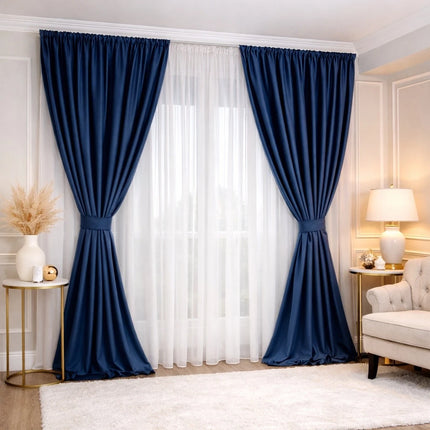 Set Genova - Perdea Matase Nobila si Draperie din Catifea 80% Blackout - Gata Cusute cu Tiv si Rejansa Cod SC15