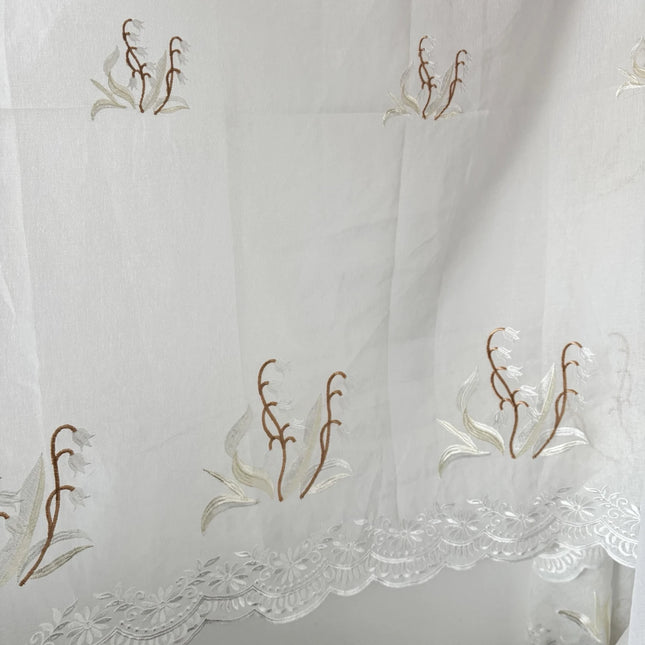 Perdea din In Model Lacramioare Brodate 2,7m x 4m - Gata Cusuta cu Tiv si Rejansa Cod PIV6