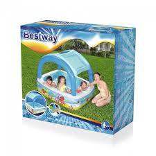 Piscină Gonflabilă Patrata Tip Baldachin pentru Copii 140x140x114 Capacitate 265 L - Casa Super