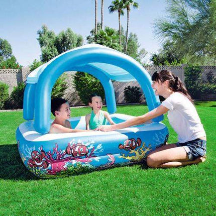 Piscină Gonflabilă Patrata Tip Baldachin pentru Copii 140x140x114 Capacitate 265 L - Casa Super