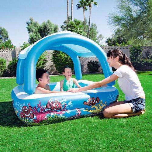 Piscină Gonflabilă Patrata Tip Baldachin pentru Copii 140x140x114 Capacitate 265 L - Casa Super