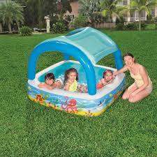 Piscină Gonflabilă Patrata Tip Baldachin pentru Copii 140x140x114 Capacitate 265 L - Casa Super