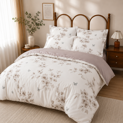 Lenjerie de Pat Dublu Bumbac Finet cu Elastic 6 Piese | Cod CN37