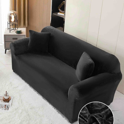 Husa Elastica Pentru Canapea din Catifea - Negru - Casa Super