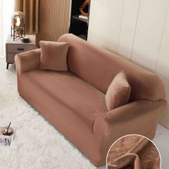 Husa Elastica Pentru Canapea din Catifea - Maro Tabac - Casa Super