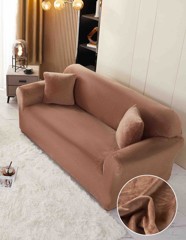 Husa Elastica Pentru Canapea din Catifea - Maro Tabac - Casa Super