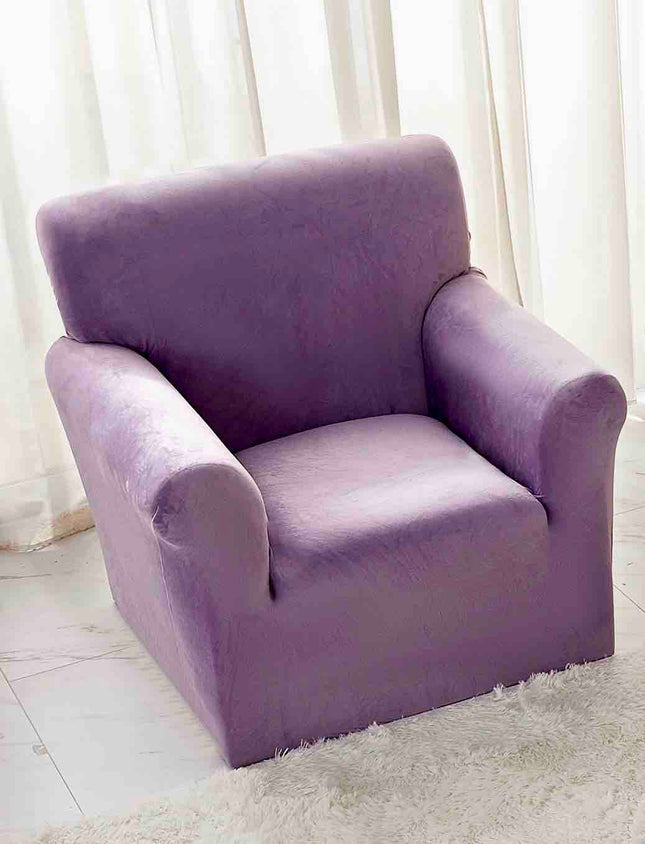 Husa Fotoliu din Catifea - cu Elastic - Mov - Casa Super