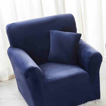 Husa Fotoliu din Catifea - cu Elastic - Albastru - Casa Super