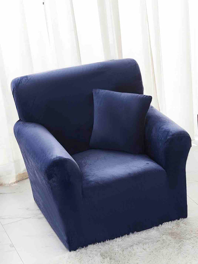 Husa Fotoliu din Catifea - cu Elastic - Albastru - Casa Super