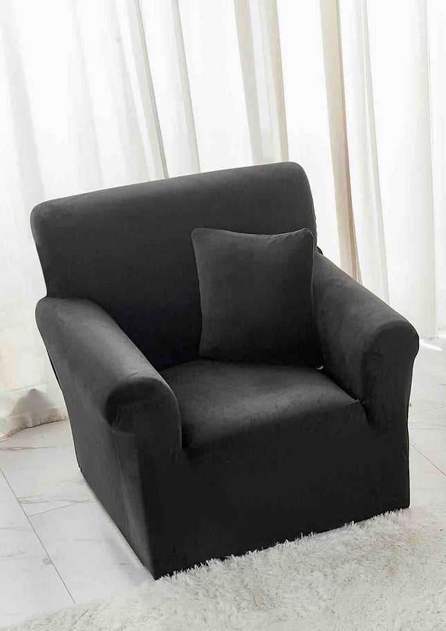 Husa Fotoliu din Catifea - cu Elastic - Gri inchis - Casa Super