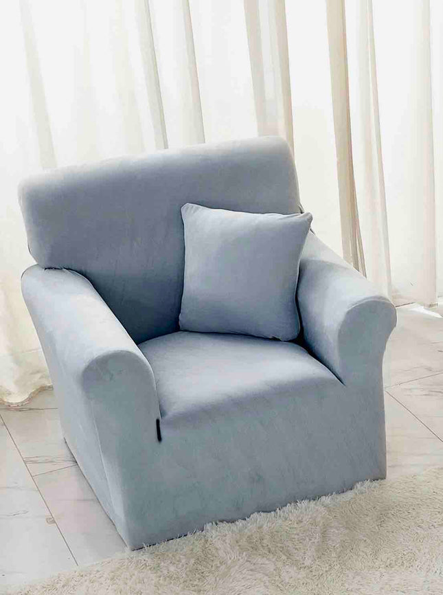 Husa Fotoliu din Catifea - cu Elastic - Bleu - Casa Super