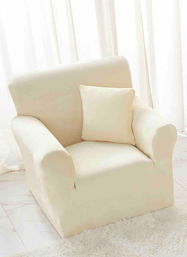 Husa Fotoliu din Catifea - cu Elastic - Crem - Casa Super