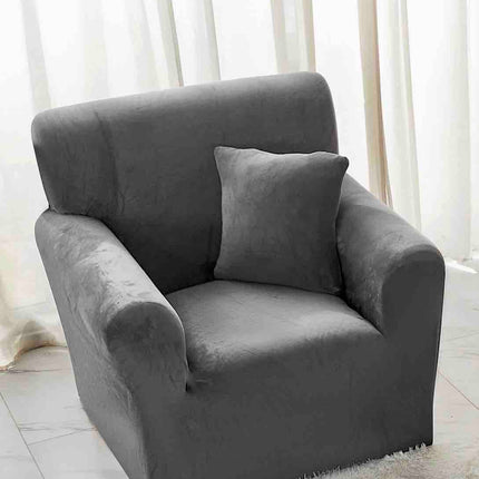 Husa Fotoliu din Catifea - cu Elastic - Gri Deschis - Casa Super