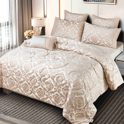Set Exclusivist Jacquard – Lenjerie 7 Piese cu Pilota Premium si Perna Inclusa - Rose Vintage - Casa Super