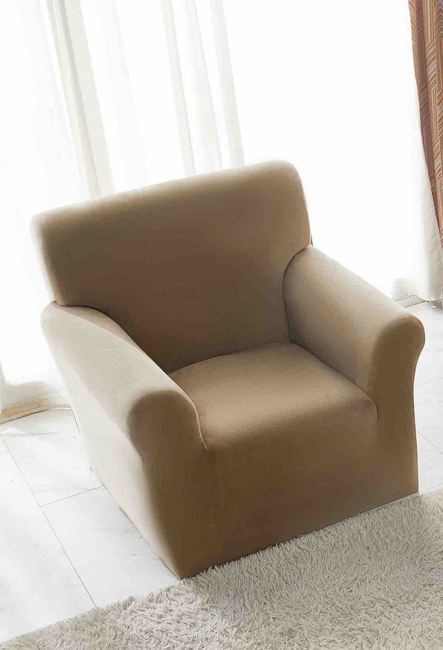 Husa Fotoliu din Catifea - cu Elastic -Bej - Casa Super