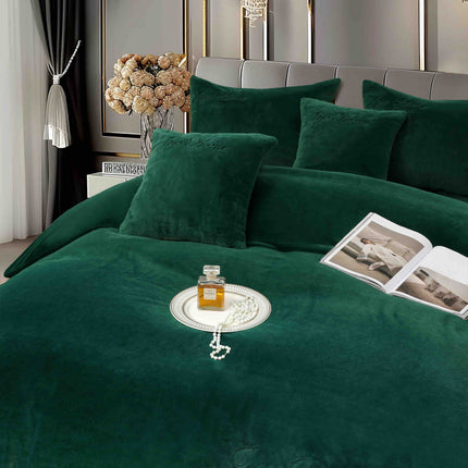 Lenjerie Pat Dublu 6 piese Blana Iepure Fir Scurt - Verde Smarald - Casa Super