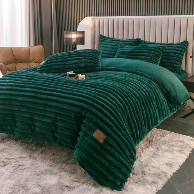 Set Lenjerie de Pat 4 Piese Cocolino - Moale, Călduros și Elegant - Verde Smarald - Casa Super
