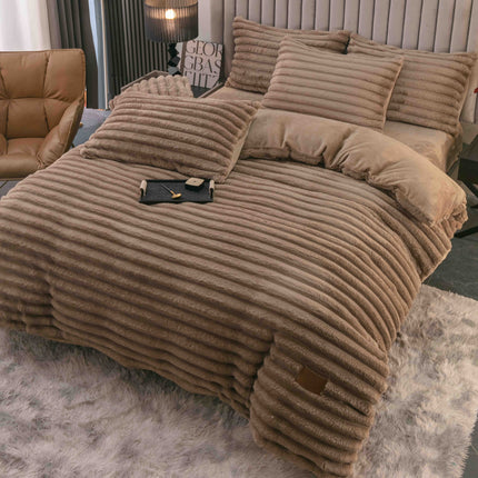 Set Lenjerie de Pat 4 Piese Cocolino - Moale, Călduros și Elegant - Maro Patinat - Casa Super