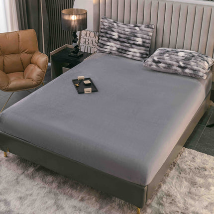 Set Lenjerie de Pat 4 Piese Cocolino - Moale, Călduros și Elegant - Gri Marmorat - Casa Super