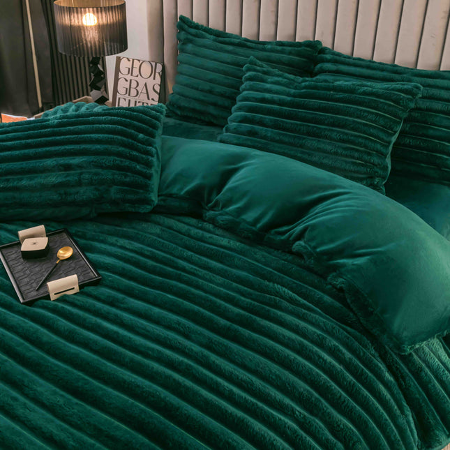 Set Lenjerie de Pat 4 Piese Cocolino - Moale, Călduros și Elegant - Verde Smarald - Casa Super