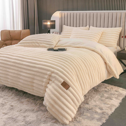 Set Lenjerie de Pat 4 Piese Cocolino - Moale, Călduros și Elegant - Ivory/Crem - Casa Super