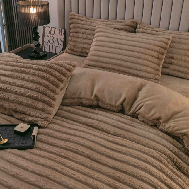 Set Lenjerie de Pat 4 Piese Cocolino - Moale, Călduros și Elegant - Maro Patinat - Casa Super