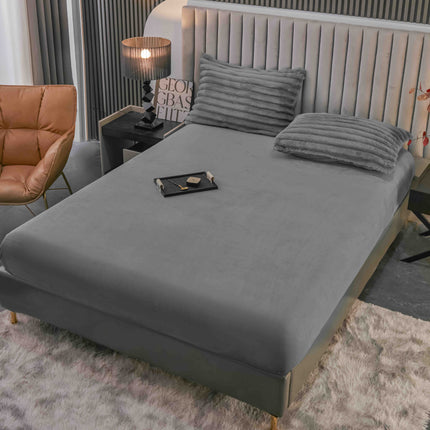 Set Lenjerie de Pat 4 Piese Cocolino - Moale, Călduros și Elegant - Gri Deschis - Casa Super