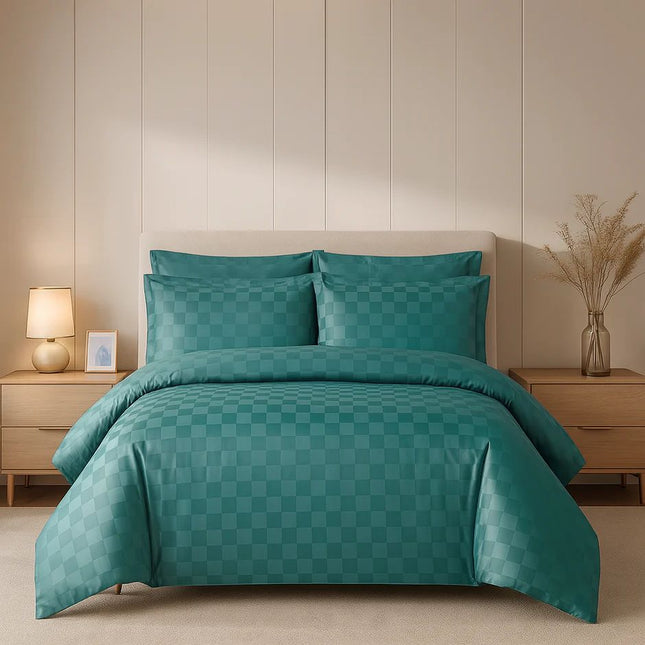 Lenjerie Deluxe Damasc Finetat, 4 piese, cearșaf cu elastic, Cod: Dms9