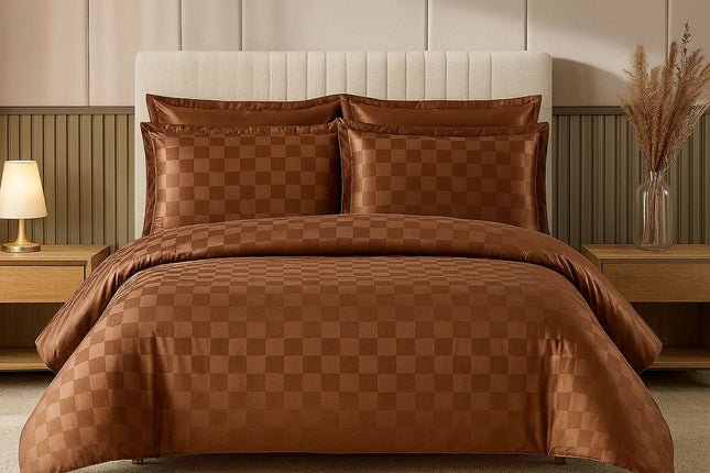 Lenjerie Deluxe Damasc Finetat, 4 piese, cearșaf cu elastic, Cod: Dms8