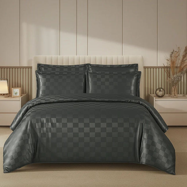 Lenjerie Deluxe Damasc Finetat, 4 piese, cearșaf cu elastic, Cod: Dms7