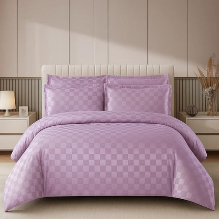 Lenjerie Deluxe Damasc finetat, 4 piese, cearșaf cu elastic, Cod: Dms6