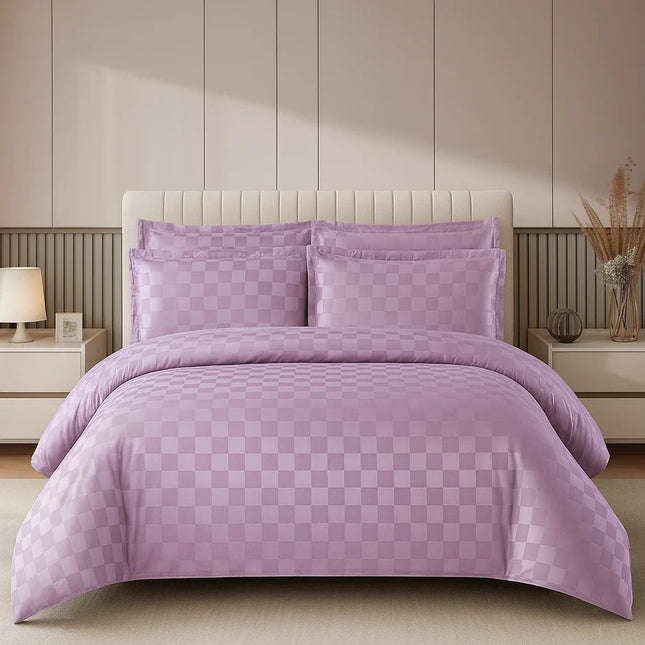 Lenjerie Deluxe Damasc finetat, 4 piese, cearșaf cu elastic, Cod: Dms6