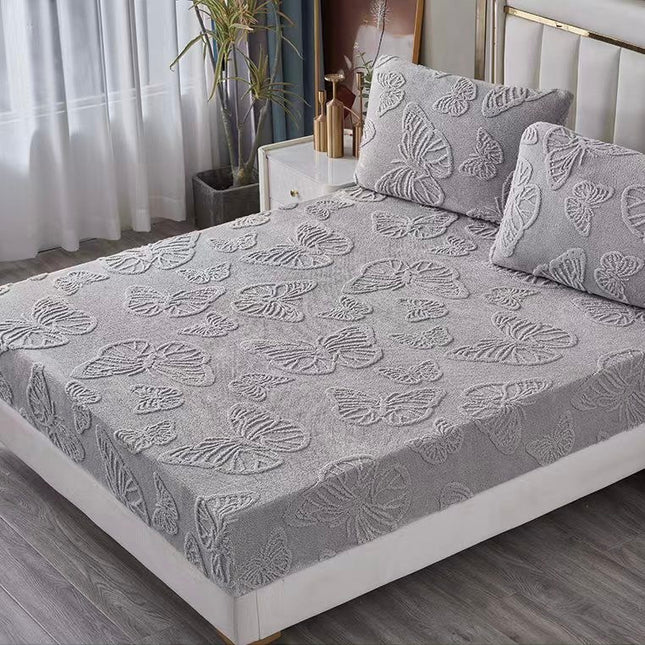 Husa Pufoasa de Pat Cocolino 180x200 cu Elastic 3 Piese +2 Fete de Perna-Gri