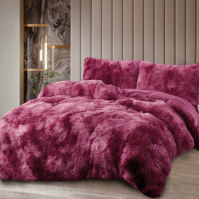 Lenjerie de Pat FLuffy Super Pufoasă Cocolino, 2 Persoane, 4 Piese – Vișiniu Royal