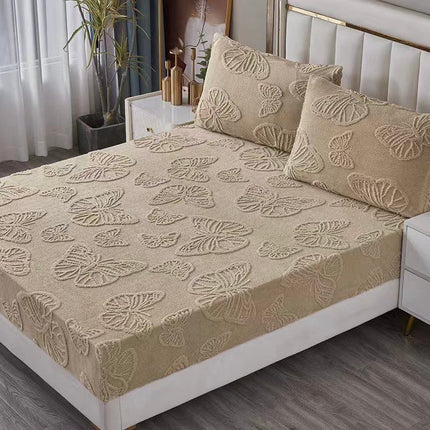 Husa Pufoasa de Pat Cocolino 180x200 cu Elastic 3 Piese +2 Fete de Perna-Cappuccino