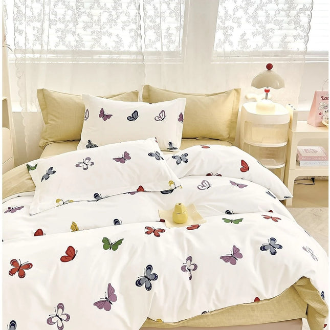 Lenjerie de Pat Dublu Bumbac Finet Cearsaf fara Elastic, 6 Piese | Cod CN54