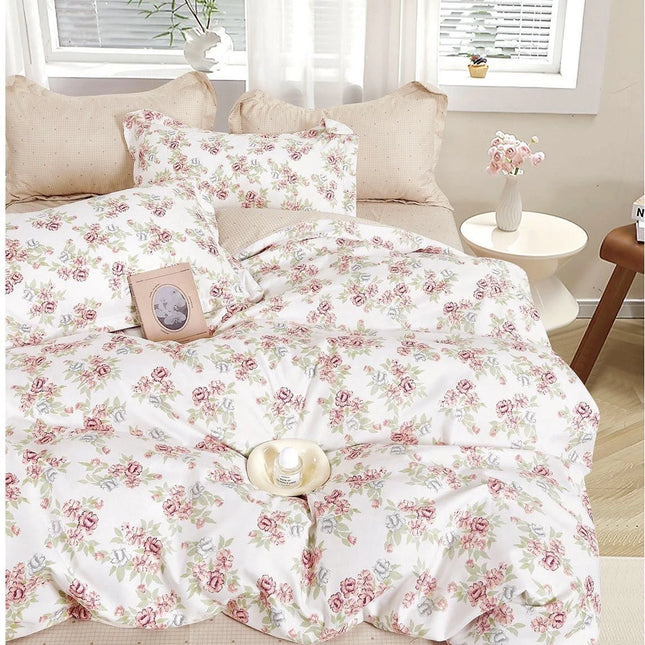Lenjerie de Pat Dublu Bumbac Finet Cearsaf fara Elastic, 6 Piese | Cod CN57